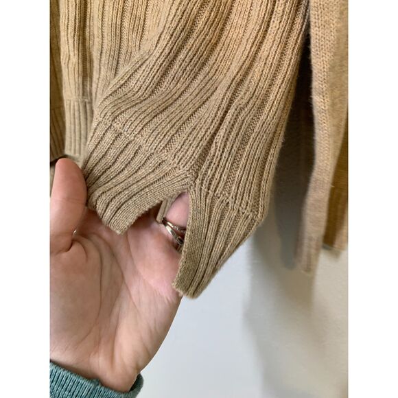 Talbots Blue Tan Ribbed V Neck Sweater Womens Sz S Soft Stretchy - Picture 5 of 14